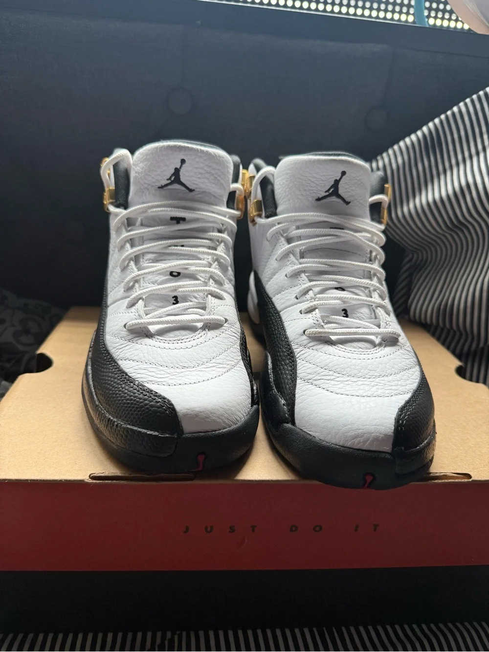 Jordan Kids Sneakers - White, Black & Gold Trim